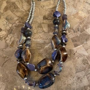 Beautiful Blue, Brown and Silver Necklace